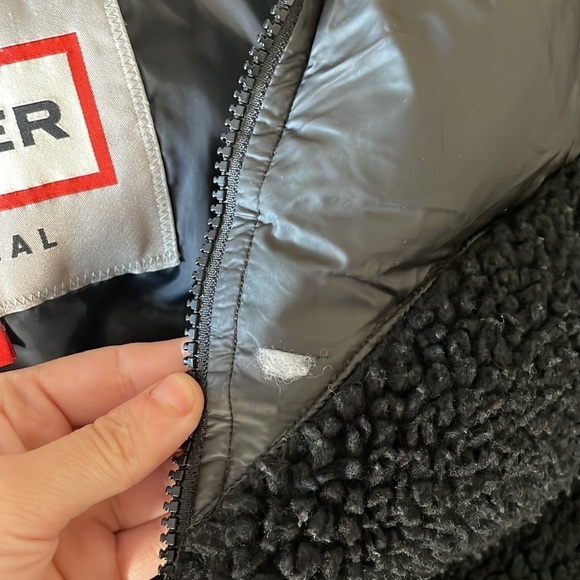Hunter Hero Hybrid Puffer Fleece Coat Jacket Hooded Zip Front Womens Black - Picture 7 of 7